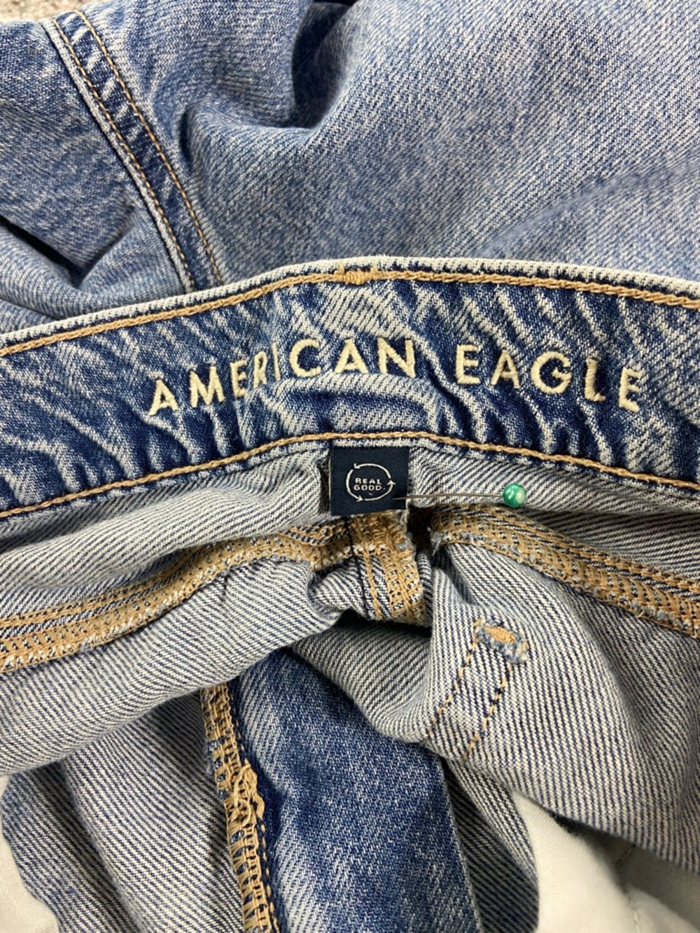 American Eagle Super High Rise Wide Leg Baggy Jeans Distressed 8 X-Long - Picture 11 of 14